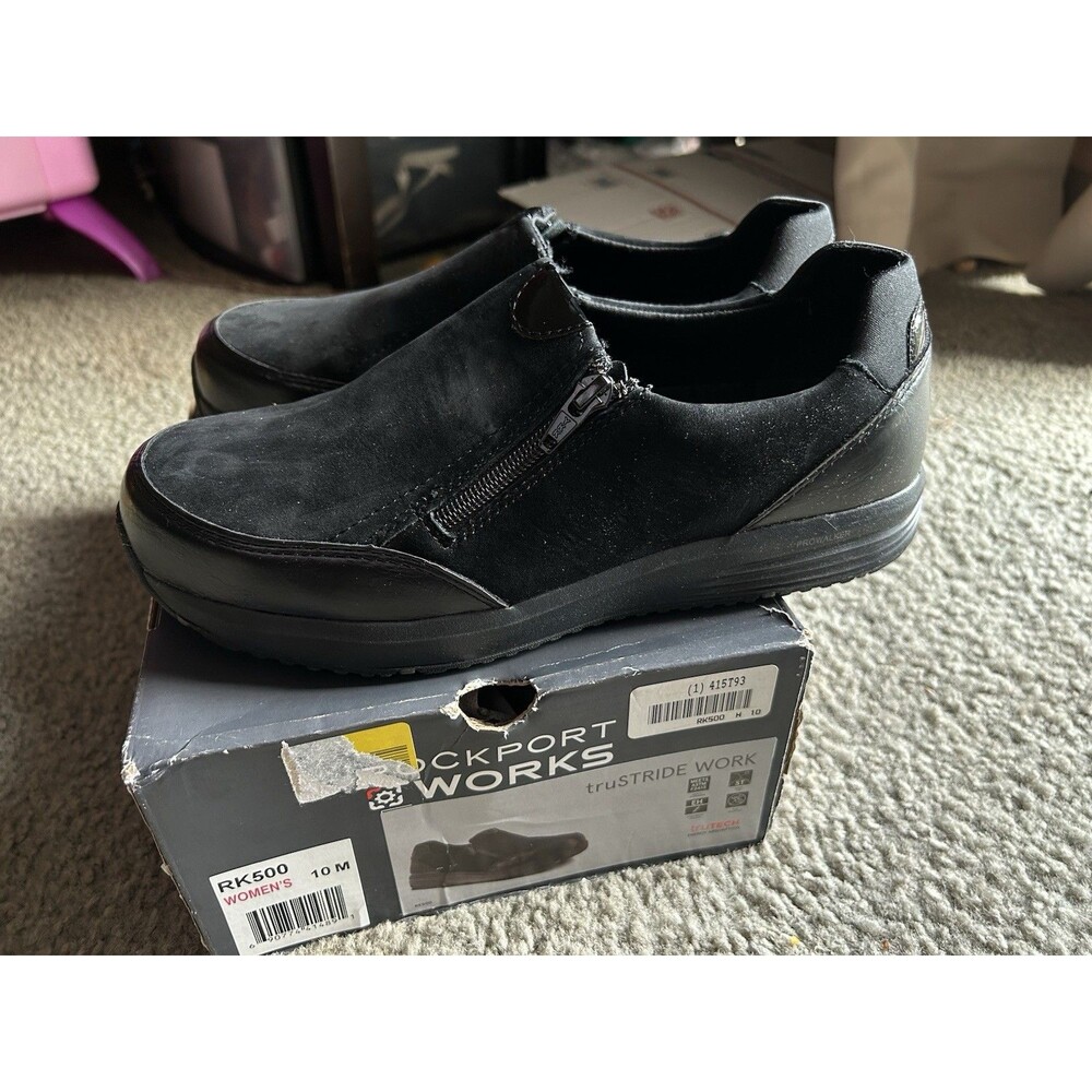 Rockport Works truStride Work RK500 Black Slip On Women's EH/Steel Toe Sz 10